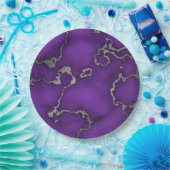 紫と銀大理石 ペーパープレート (パーティー)