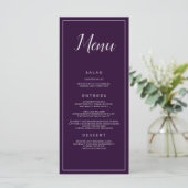 紫と銀結婚のケータリング メニュー (スタンド正面)