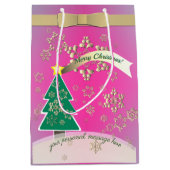 紫と雪のブロンズ「メリークリスマス」 ミディアムペーパーバッグ (正面)