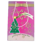 紫と雪のブロンズ「メリークリスマス」 ミディアムペーパーバッグ (裏面)
