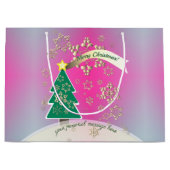 紫と雪のブロンズ「メリークリスマス」 ラージペーパーバッグ (正面)