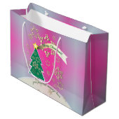紫と雪のブロンズ「メリークリスマス」 ラージペーパーバッグ (正面アングル)