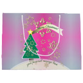 紫と雪のブロンズ「メリークリスマス」 ラージペーパーバッグ (裏面)