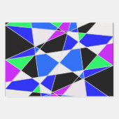 紫と青と白の三角抽象画 ラッピングペーパーシート (正面)
