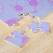 紫と青のかわいいサッカーボール ジグソーパズル (側面)