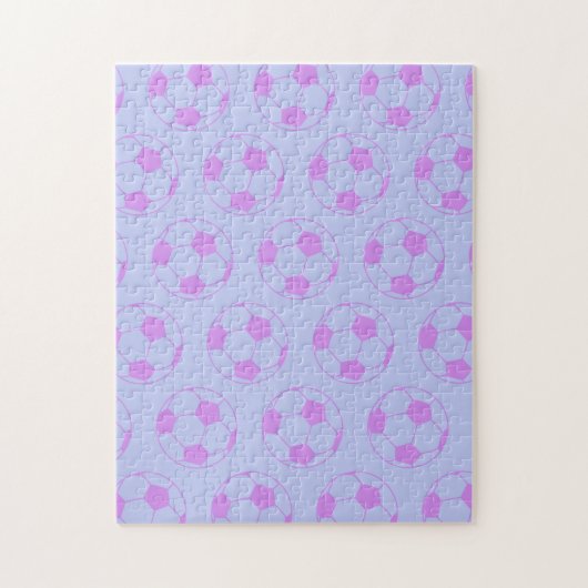 紫と青のかわいいサッカーボール ジグソーパズル (縦)