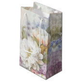紫と青のアクセントが付いた白いダリア スモールペーパーバッグ (裏面アングル)
