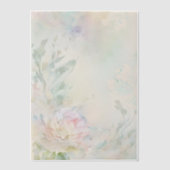 紫と青のアクセントを持つピンクの牡丹 ベラム紙招待状 (正面)