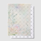 紫と青のアクセントを持つピンクの牡丹 ベラム紙招待状 (オフセット (招待状))