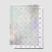 紫と青のアクセントを持つ白いダリア ベラム紙招待状 (オフセット (招待状))