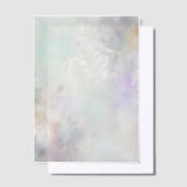 紫と青のアクセントを持つ白いダリア ベラム紙招待状 (オフセット)