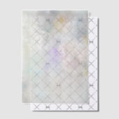 紫と青のアクセントを持つ白いダリア ベラム紙招待状 (オフセット (招待状))