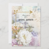 紫と青のアクセントを持つ白いダリア 招待状 (正面)