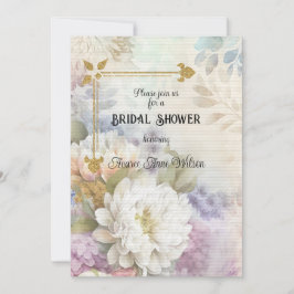 紫と青のアクセントを持つ白いダリア 招待状