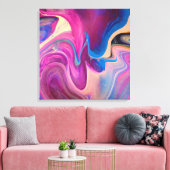 紫と青のアクリル絵画系 キャンバスプリント (インサイチュ (リビング))
