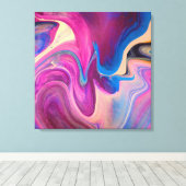 紫と青のアクリル絵画系 キャンバスプリント (インサイチュ (ウッドフロア))