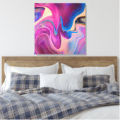 紫と青のアクリル絵画系 キャンバスプリント (インサイチュ (寝室))