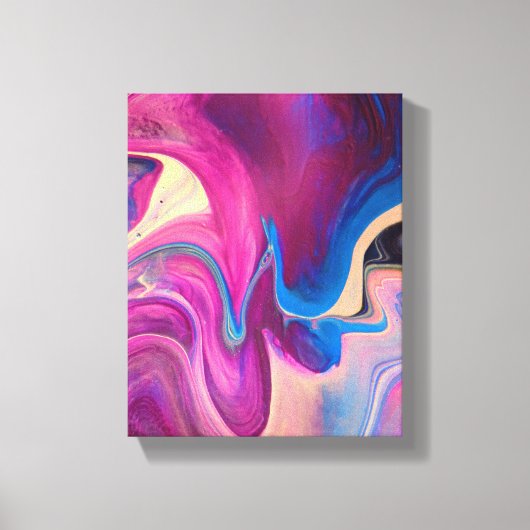 紫と青のアクリル絵画系 キャンバスプリント (正面)