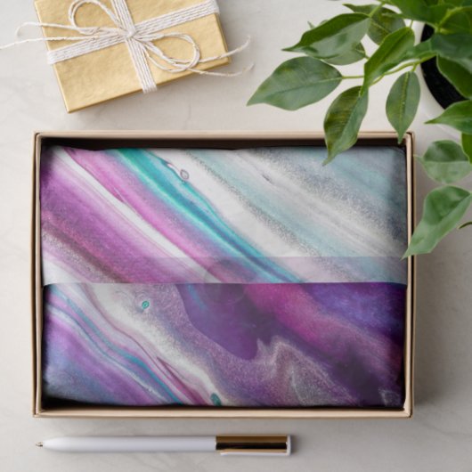 紫と青のアフェイククリル絵を描抽象芸術 薄葉紙 (ギフト)