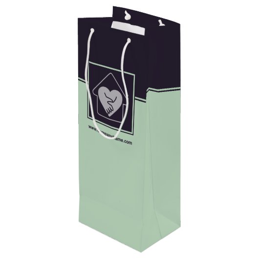 紫と青のカスタムイメージとロゴの感謝ワインボトルラッピング ワインギフトバッグ (裏面アングル)