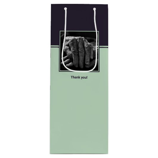 紫と青のカスタムイメージとロゴの感謝ワインボトルラッピング ワインギフトバッグ (正面)