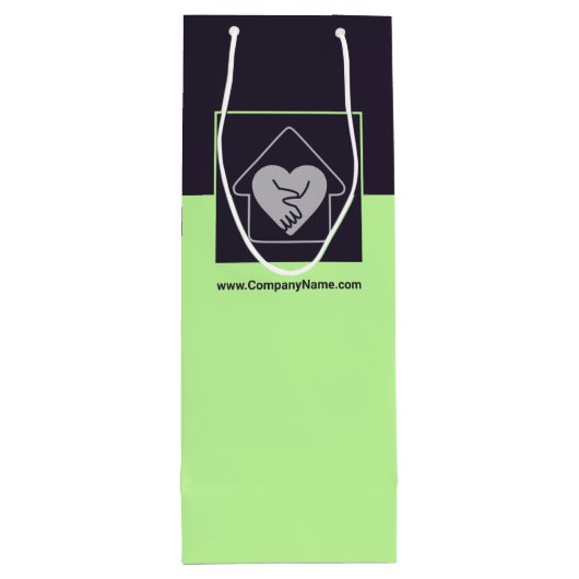 紫と青のカスタム画像＆ロゴのお礼 ワインギフトバッグ (裏面)