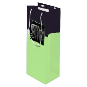 紫と青のカスタム画像＆ロゴのお礼 ワインギフトバッグ (正面アングル)