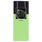 紫と青のカスタム画像＆ロゴのお礼 ワインギフトバッグ (正面)