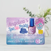 紫と青のガーリーなVIPクレジットカードスパパーティー 招待状 (スタンド正面)