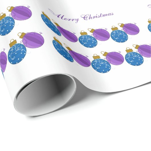 紫と青のクリスマスデコレーション ラッピングペーパー (ロールコーナー)