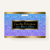 紫と青のグリッターフェイク金ゴールドアクセント バッジ (裏面)