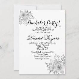 紫と青のグレースケール独身パーティー招待状 招待状