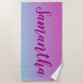 紫と青のコットンキャンディグラデーション ビーチタオル (正面)