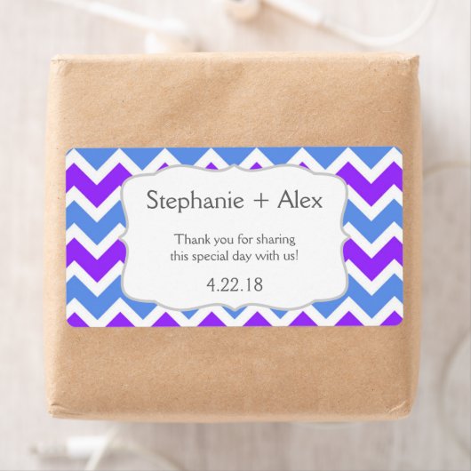 紫と青のシェブロンのウォーターカスタマイズボトル – it! ラベル (インサイチュ)