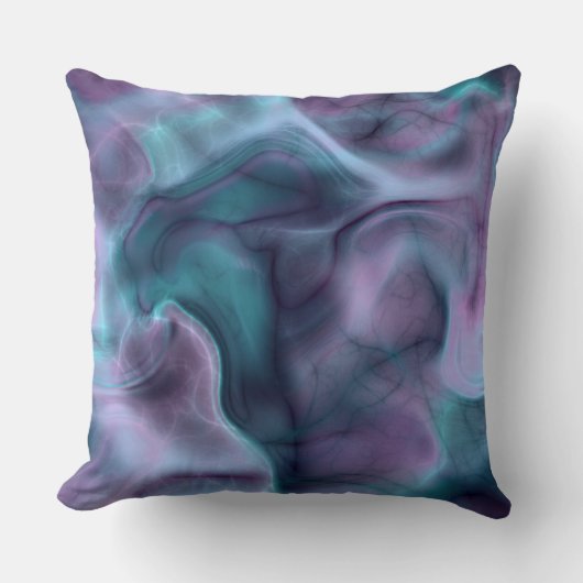 紫と青のターコイズ大理石抽象芸術 クッション (正面)