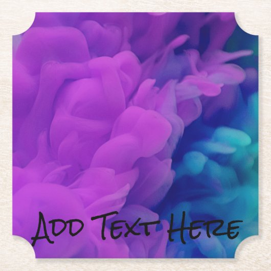 紫と青のデジタルスモーククラウド ペーパーコースター (正面)