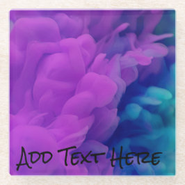 紫と青のデジタルスモーク ガラスコースター