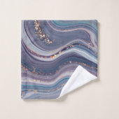 紫と青のトーンマーブル バスタオルセット (ウォッシュタオル)