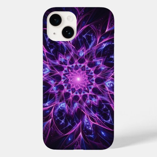 紫と青のネオン曼荼羅スマホケース - 発光 Case-Mate iPhoneケース (裏面)