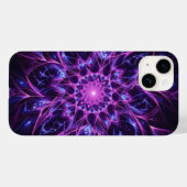 紫と青のネオン曼荼羅スマホケース - 発光 Case-Mate iPhoneケース (裏面 (横))