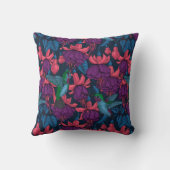 紫と青のハチドリの庭 クッション (裏面)