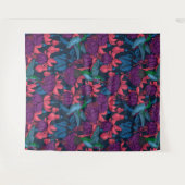 紫と青のハチドリの庭 タペストリー (正面(横))