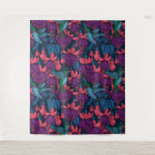 紫と青のハチドリの庭 タペストリー (正面)