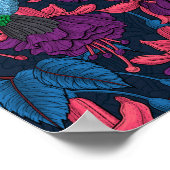 紫と青のハチドリの庭 ポスター (角)