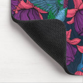 紫と青のハチドリの庭 マウスパッド (コーナー)