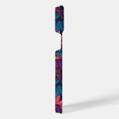 紫と青のハチドリの庭 iPhoneケース (右側面)