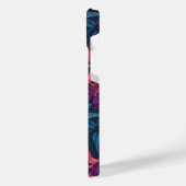 紫と青のハチドリの庭 iPhoneケース (左側面)