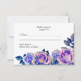 紫と青のバラの結婚式RSVP フローラルレスポンス 出欠カード