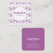 紫と青のバラパターモダンン名刺 スクエア名刺 (正面/裏面)