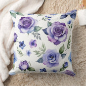 紫と青のバラ クッション (ブランケット)